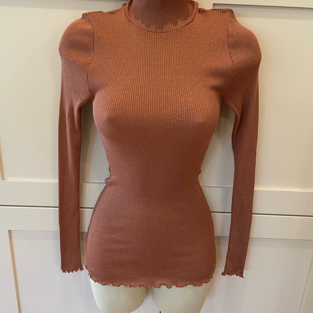 Elegant Silk Copper Long Sleeve Top